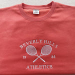 Retro Autumn Tennis Club Women's Embroidered Sweatshirt Warm Fleece Pullover