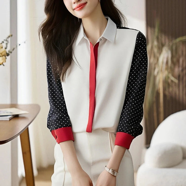 Elegant Blouse Women Long Sleeve Casual Shirt Office Top