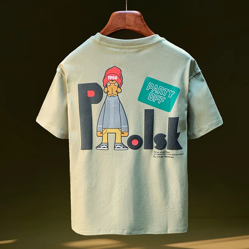 Elastic Men’s Short Sleeve T-Shirt Creative Print Summer Top