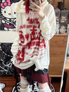 Autumn Fashion Gothic Clothing Grunge Top Y2K Dark Punk Hole Chic Designed