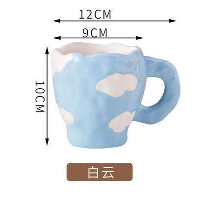 Hand-painted Flower Coffee Cup Children Drinkware Vintage Ceramic Mug Ins Wind MilkTea Mug