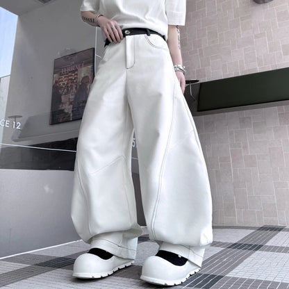 Men's Patchwork Jeans Summer Loose Wide Leg Contrast Stitch