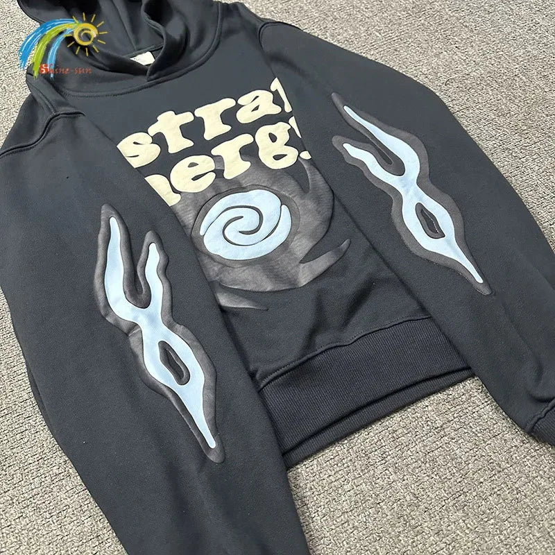 Casual Fashion Foam Print Hoodie Men High-Quality Cotton Hooded Pullover