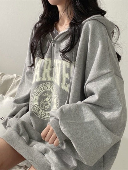 Hoodies Women Oversized Print Sweatshirts Vintage Loose