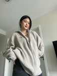 Vintage Beige Sweater Cardigan Women Retro Hippie