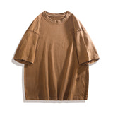 T-shirt Men Solid Color Short Sleeve Tops American Cotton