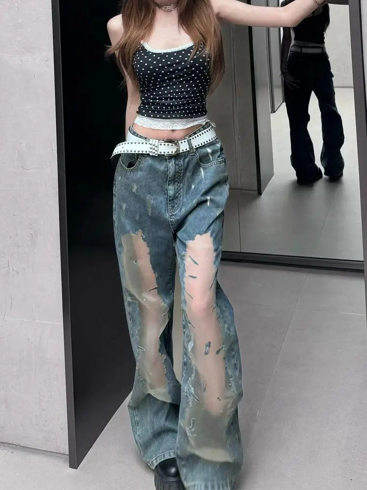 Y2K Patchwork Baggy Jeans Women Vintage 2025