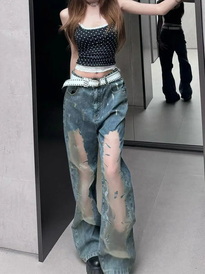 Y2K Patchwork Baggy Jeans Women Vintage 2025