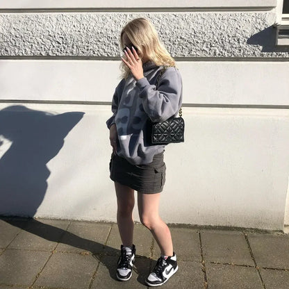 Y2K 2023 American New Print Hoodie Casual Couple Streetwear Women's