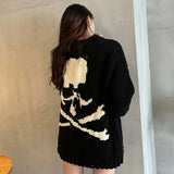 Goth Punk Black Skull Sweater Harajuku Gothic Pullover Vintage Knitted Jumper Chic Streetwear