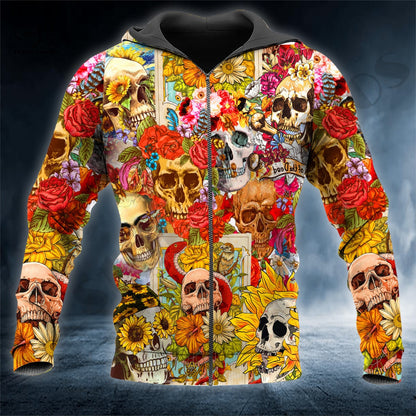 PLstar Cosmos 3D Print Colorful Snake Floral Skull Hoodies Harajuku Streetwear Chic