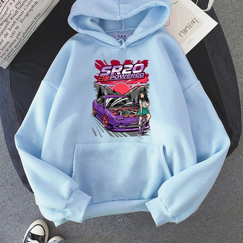 Streetwear Hoodies JDM Car Printed Men Harajuku Pullovers