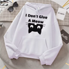 "I Don’t Give a Meow" Black Cat Hoodie Women Gothic