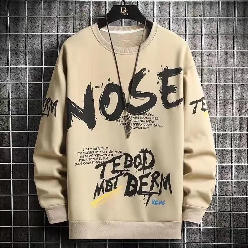 Men's Vintage Y2K Printed Round Neck Pullover Sweatshirt Fashion Trend