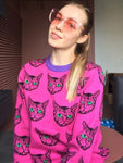 Designer Cat Print Sweaters High-Quality Knits for Women Autumn Winter