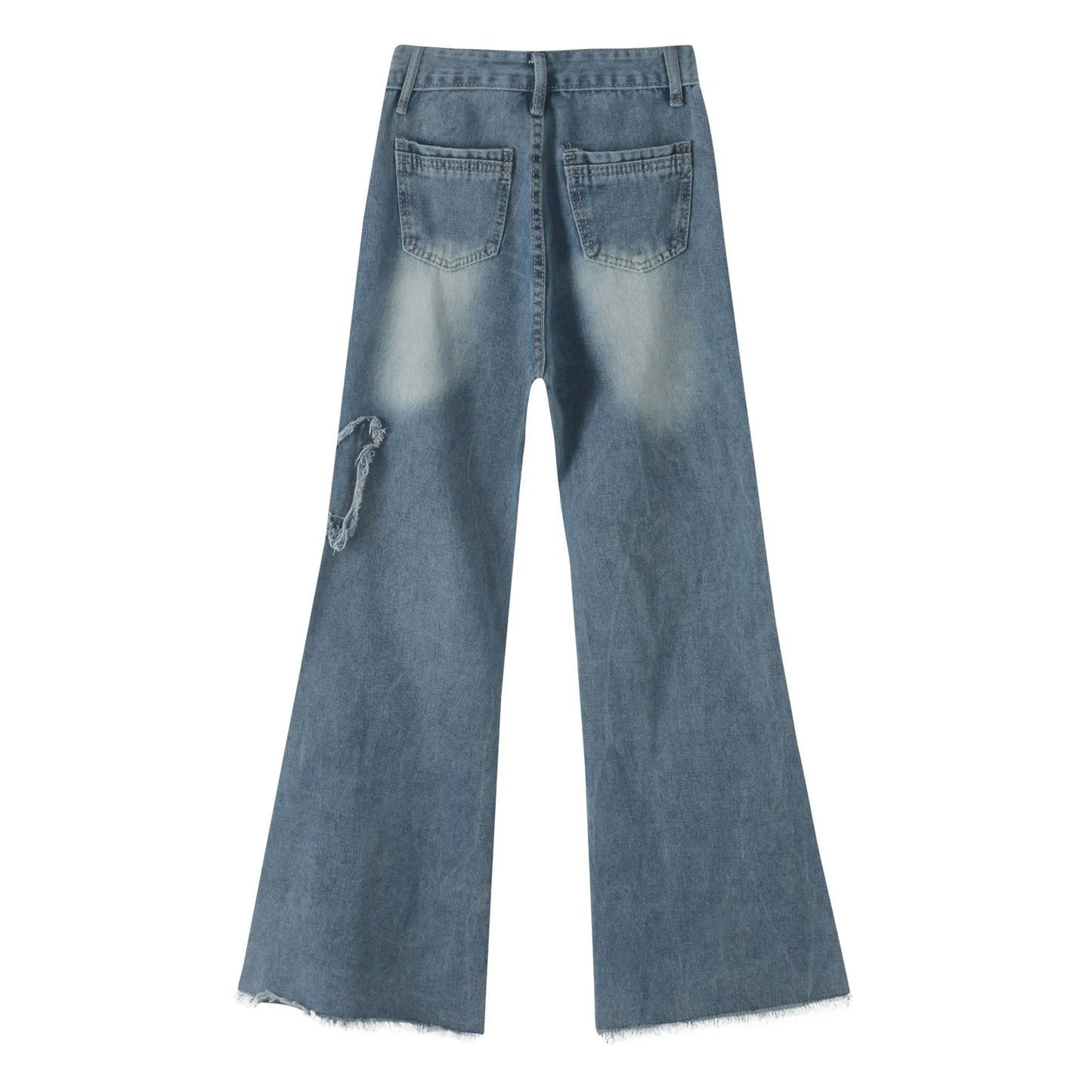 Womens Y2K Flare Jeans High Waist Wide Leg Retro Punk