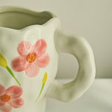 Korean Style Hand Made Irregular Mug Hand Flowers Ceramic