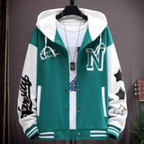 Koreanische Herren-Baseballjacke mit Kapuze – Harajuku-High-Street-Stil, Herbst-Teenager-Mode, hochwertige Knopfleiste