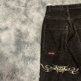 Y2K Hip Hop Retro Grafik Baggy Jeans Schwarze Hose