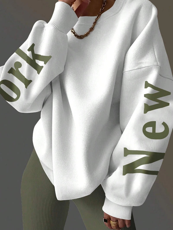 Womens Letter Print Sweatshirt Crew Neck Long Sleeve Graduation Gift