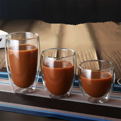 Mugs Transparent Double Wall Glass  Cups Heat Resistant Double Wall