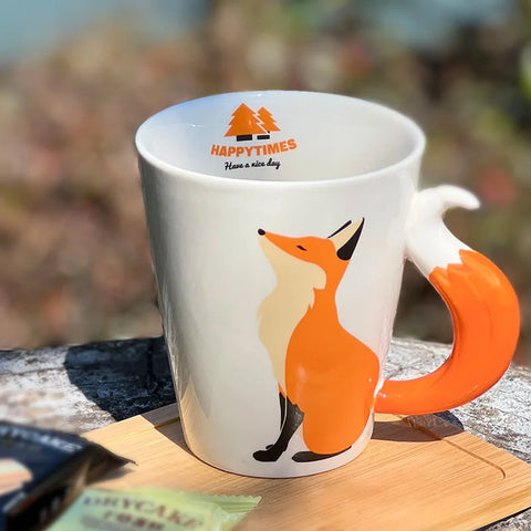 Creative Fox Ceramic Cup Cartoon Cute Colored 3D Relief Animal