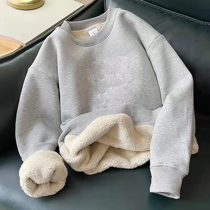 Hoodies Men  y2k Cashmere Thickened Warm  Sweatshirt Solid