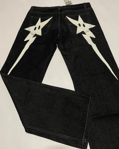 Streetwear Jeans Y2K Hip Hop Star Graphic Print Baggy Pants