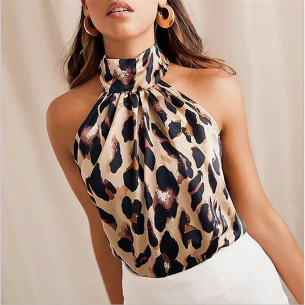 Women Blouses Leopard Print Ladies Shirts And Tops Sleeveless Tops