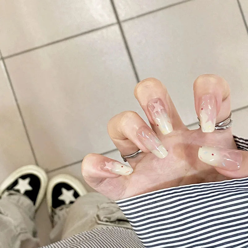 Cute Black Star with headphone 3D Press on Nails