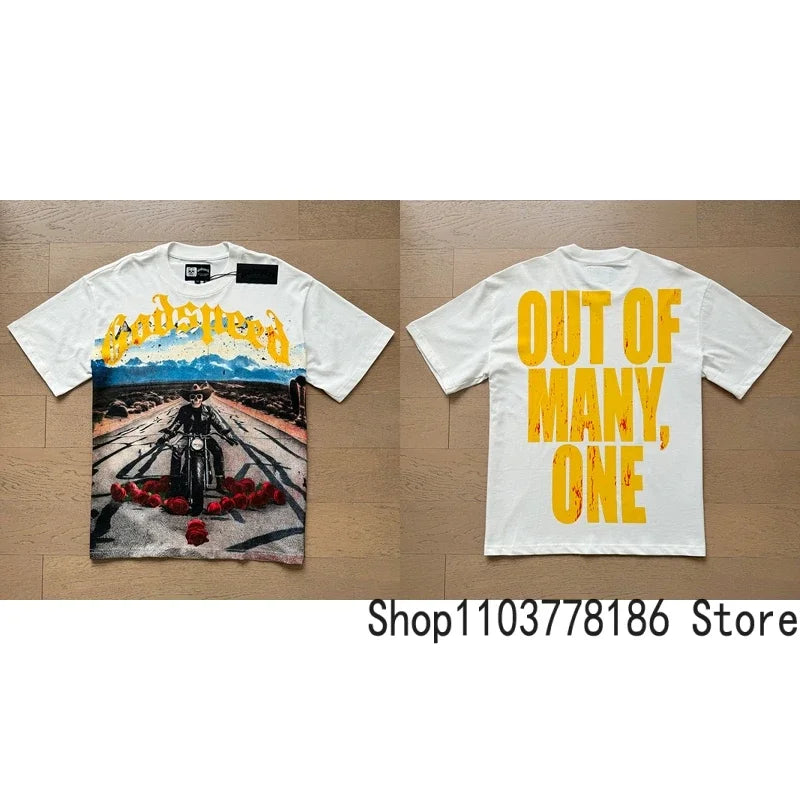 White Godspeed Tee Unisex Classic Holiday Scenery Print T-Shirt