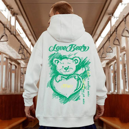 Funny Graphic Love Bear Print Pullovers Hoodies Autumn Hip Hop Fashion Oversized Y2K