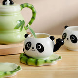 Panda-Kaffeetassen mit Untertasse, Löffel, kreative Keramikbecher