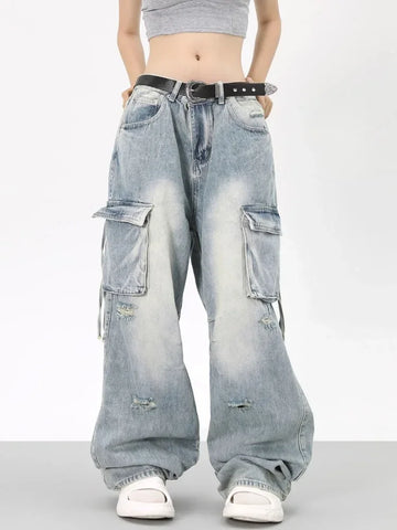Y2K Vintage Baggy Jeans Grunge Low Rise Cargo Pants