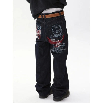 Y2k Goth Cargo Jeans: Loose Fit, Wide Trousers