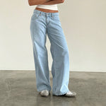 Women Y2K Aesthetic Low Rise Baggy Jeans Loose Fit Denim