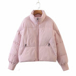 Women's Winter Stand Collar Zip Cropped Puffer Jacket