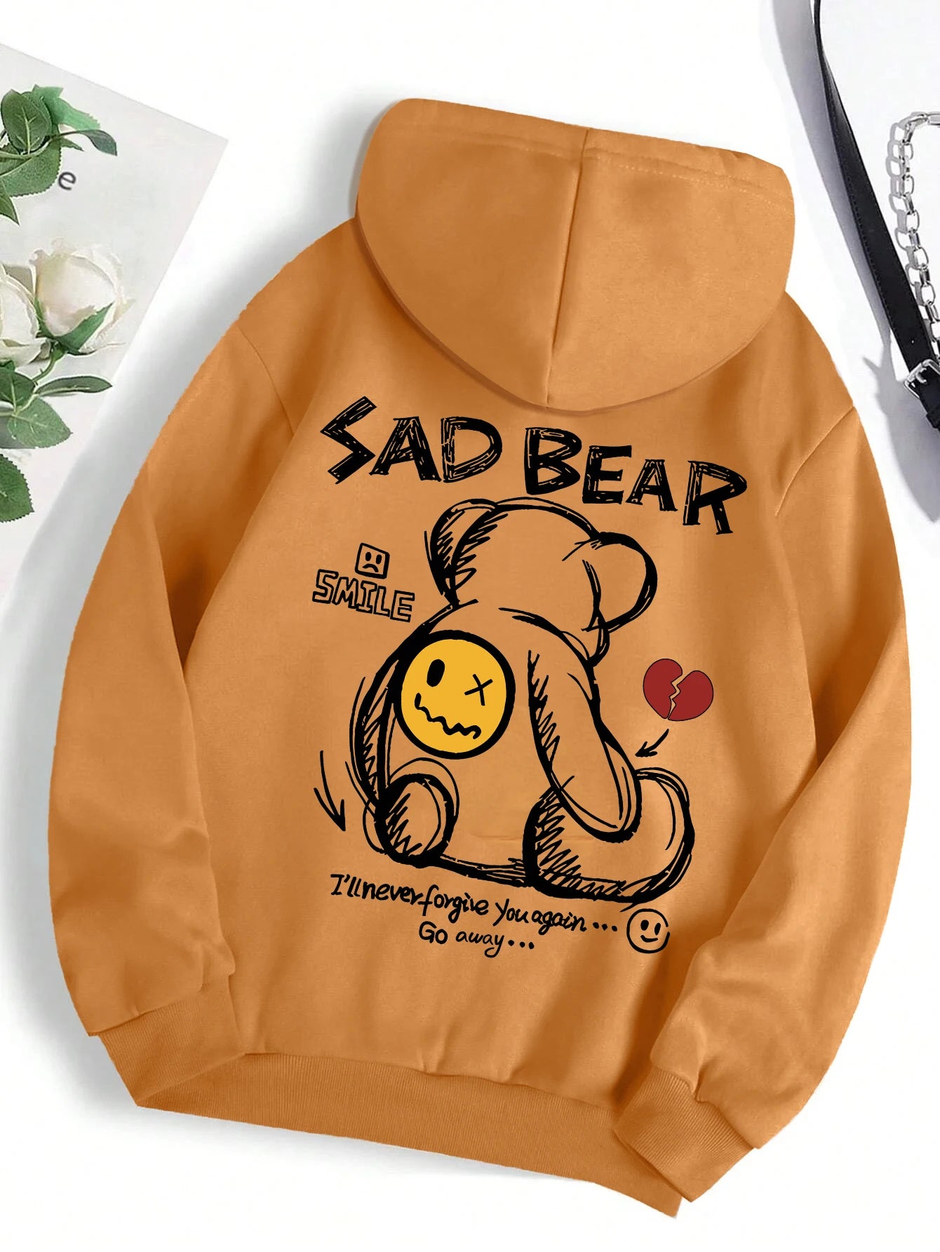 Funny Bear Cartoon Hoodie Women Fleece Casual Top