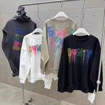 Autumn Winter Doodle Letter Embroidery O-Neck Cotton Casual Hooded Sweatshirt