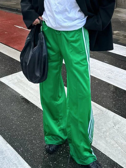 Women's Y2K Wide Leg Track Pants Baggy Side Striped Joggers