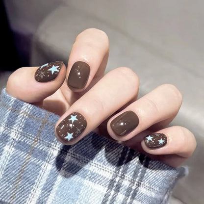 Cute Black Star with headphone 3D Press on Nails