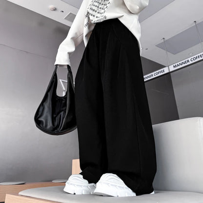 Men's Summer Korean Style Straight Leg Pants Elastic Waist