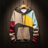 Gelbe Herren-Sweatshirts mit Kapuze, Fleece-Spleiß, lustige Streetwear