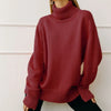 Womens Fleece Turtleneck Sweater Thick Warm Knit Pullover Slim Fit