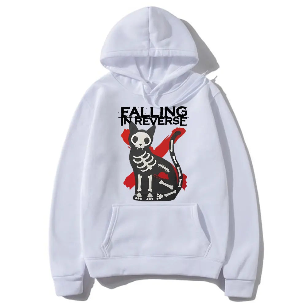 Streetwear Falling in Reverse Cat Graphic Hoodie