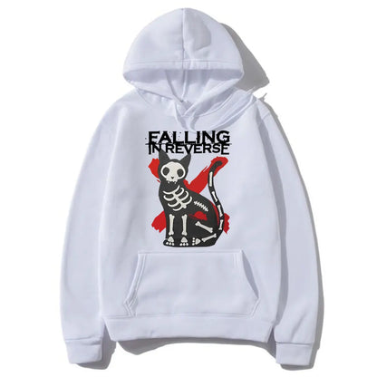 Streetwear Falling in Reverse Cat Graphic Hoodie
