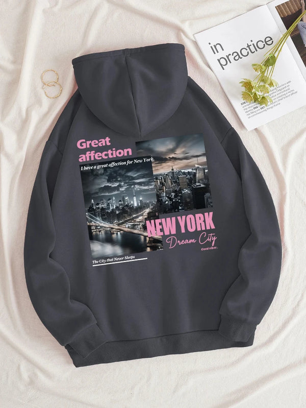 New York Hoodie Women Fashion Oversize Streetwear Top