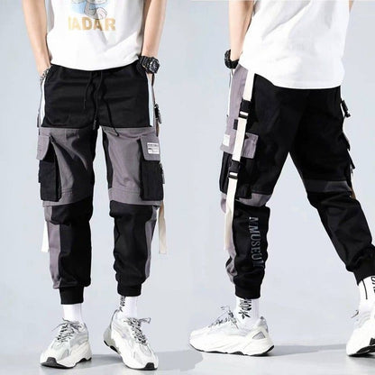 Jogger-Cargohose für Herren, lässig, Hip-Hop, Farbe, Jogginghose, Streetwear