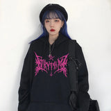 Gothic Letter Y2k Hooded Sweatshirt Pullovers Punk Grunge