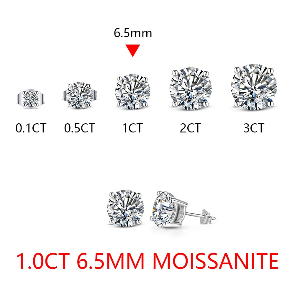 2 Carat 8.0mm D Color Moissanite Top Quality 100% 925 Sterling Silver - xinnzy